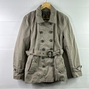 KENNETH COLE REACTION Tan Cotton Button Up Zip Up Trench Jacket Coat Size Medium